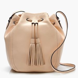 J.CREW Leather Tassel-tie Bucket Bag  - peach/light pin